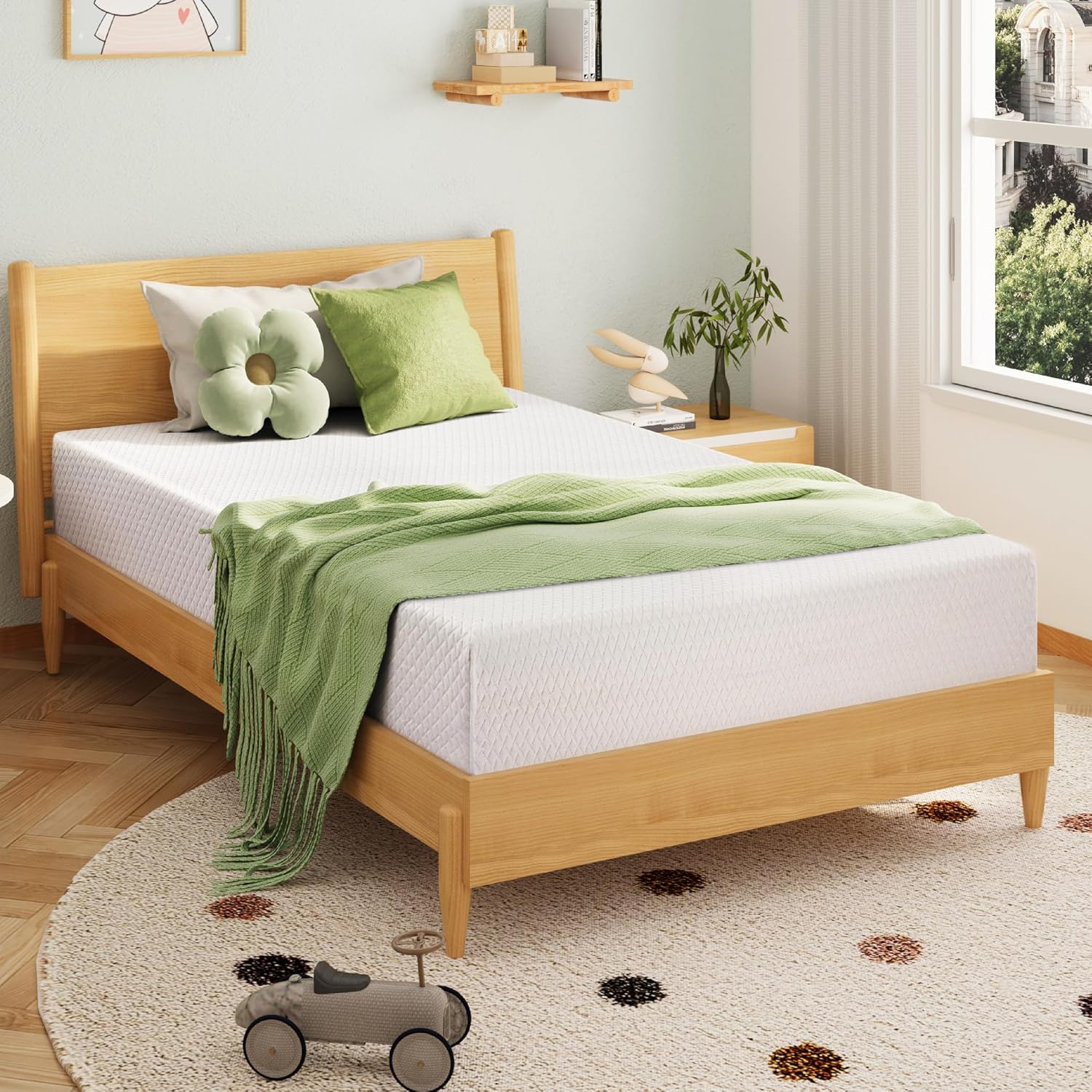 EGOHOME Twin Mattress 8 Inch, Green Tea Memory Foam Mattress, Medium Plush
